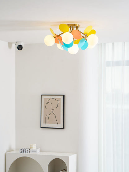 Flush-Mount Pastel Ceiling Light 10 in Diameter Metal & Acrylic for Kids Room Bedroom Office Home Nursery Small Space Overhead Lighting