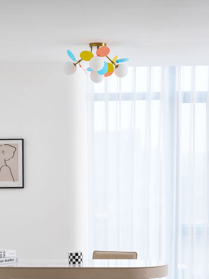 Flush-Mount Pastel Ceiling Light 10 in Diameter Metal & Acrylic for Kids Room Bedroom Office Home Nursery Small Space Overhead Lighting
