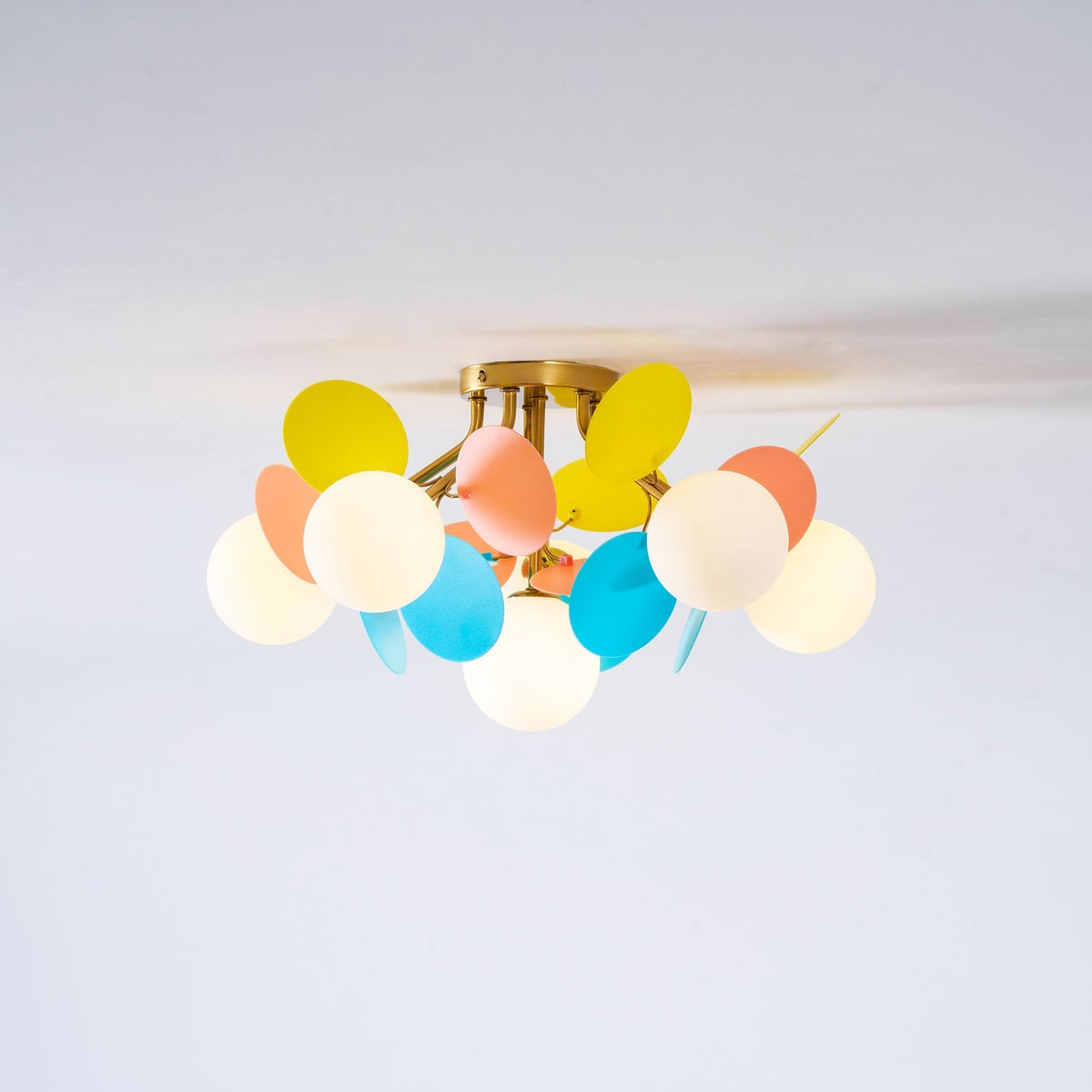 Flush-Mount Pastel Ceiling Light 10 in Diameter Metal & Acrylic for Kids Room Bedroom Office Home Nursery Small Space Overhead Lighting