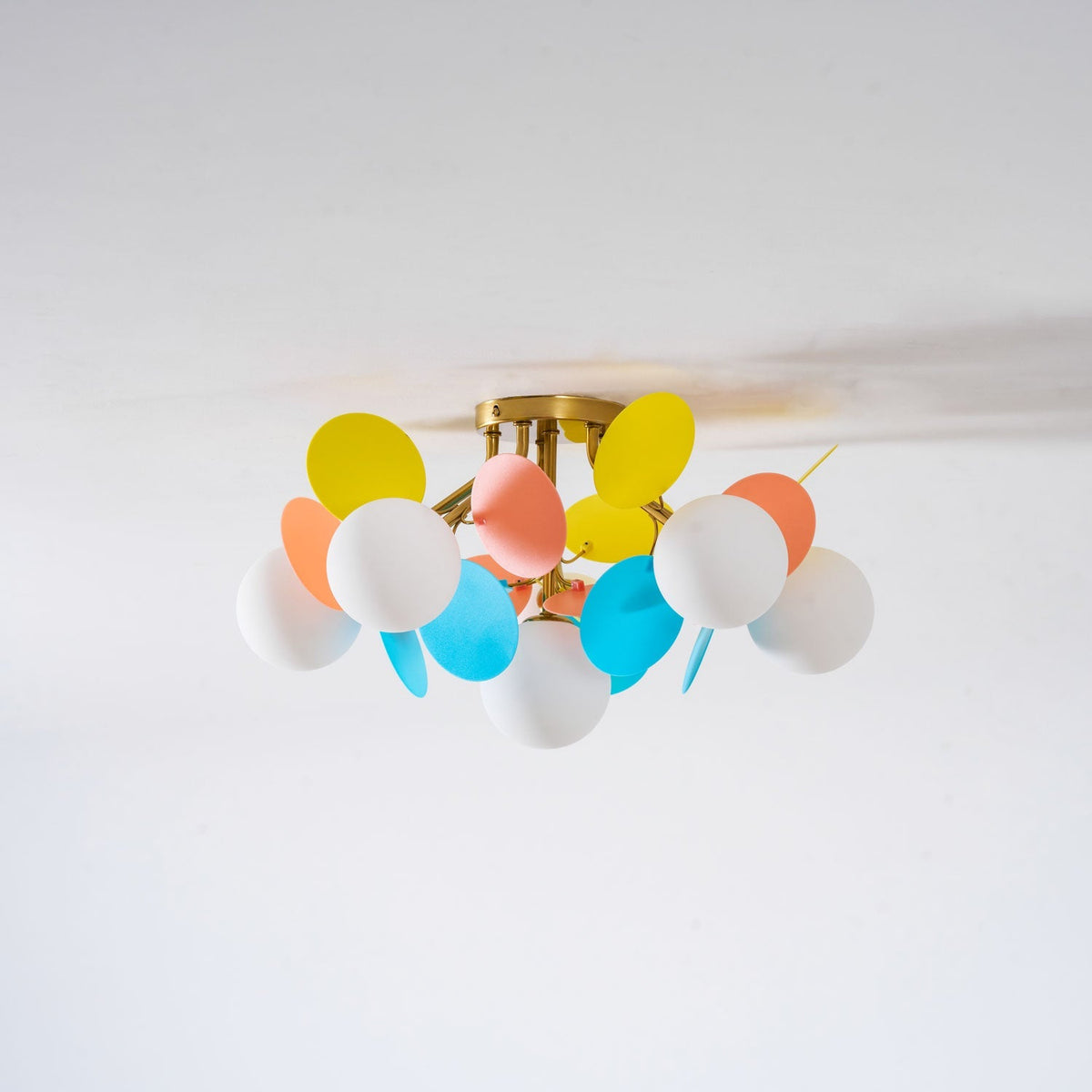 Flush-Mount Pastel Ceiling Light 10 in Diameter Metal & Acrylic for Kids Room Bedroom Office Home Nursery Small Space Overhead Lighting