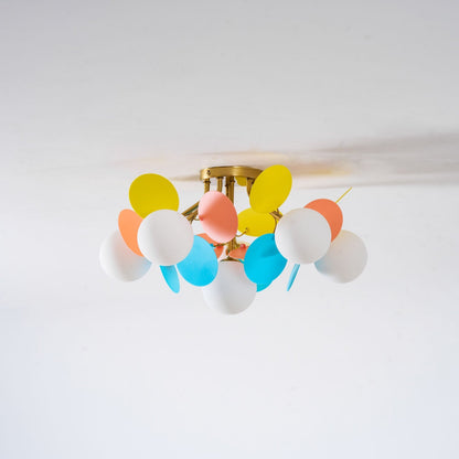 Flush-Mount Pastel Ceiling Light 10 in Diameter Metal & Acrylic for Kids Room Bedroom Office Home Nursery Small Space Overhead Lighting
