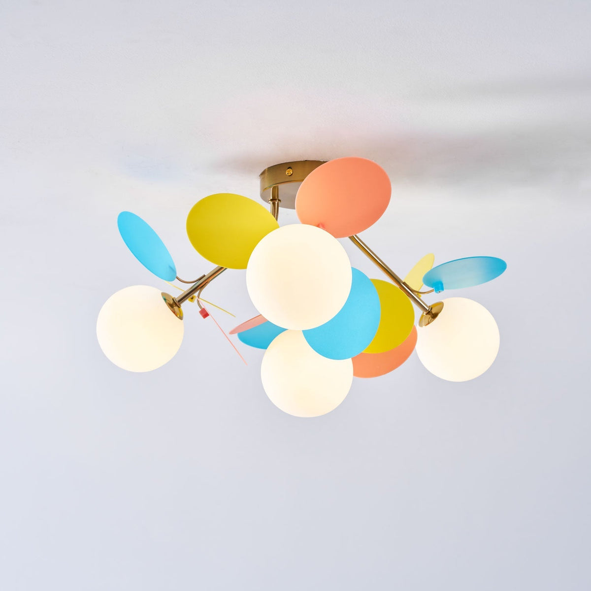 Flush-Mount Pastel Ceiling Light 10 in Diameter Metal & Acrylic for Kids Room Bedroom Office Home Nursery Small Space Overhead Lighting