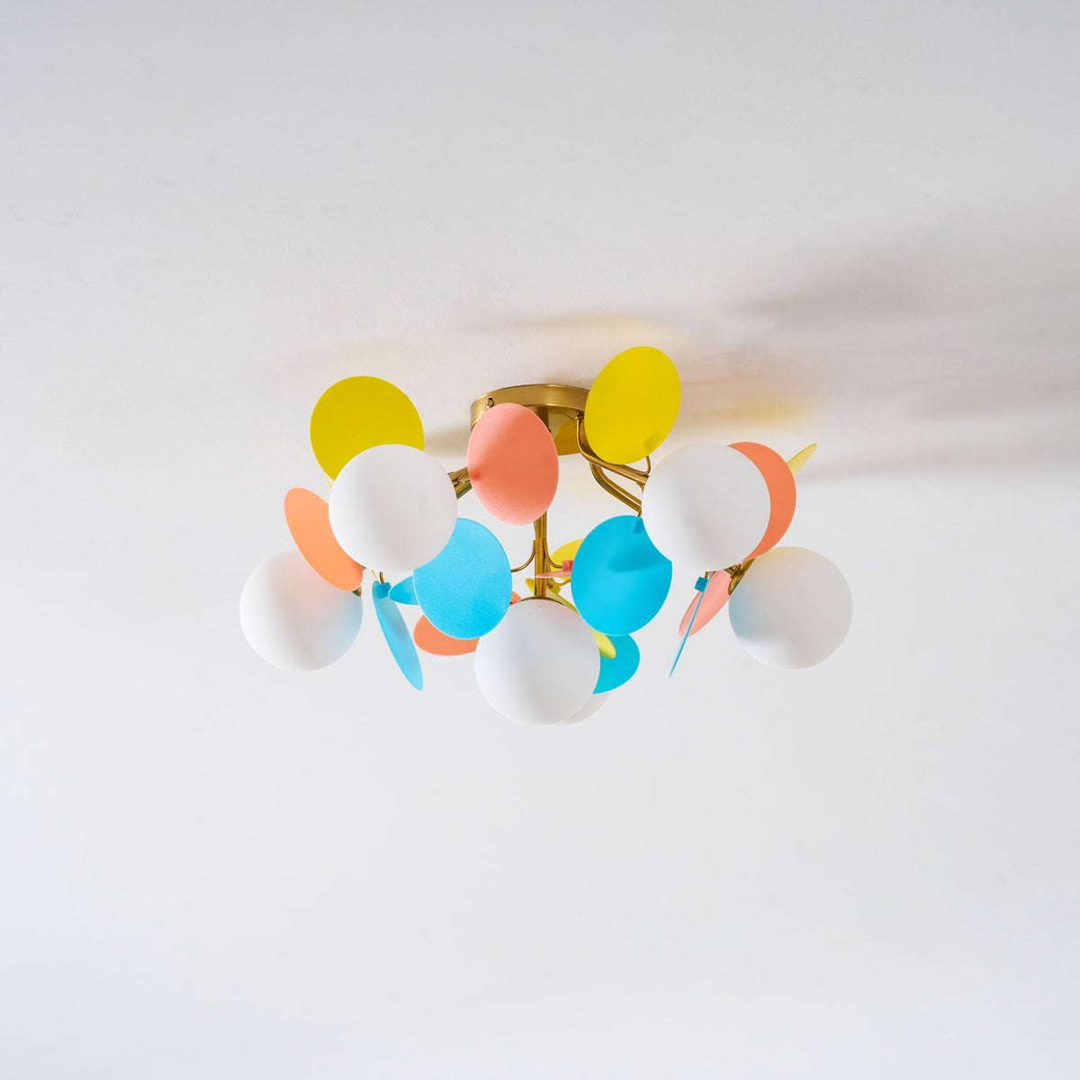 Flush-Mount Pastel Ceiling Light 10 in Diameter Metal & Acrylic for Kids Room Bedroom Office Home Nursery Small Space Overhead Lighting