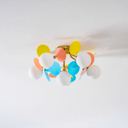Flush-Mount Pastel Ceiling Light 10 in Diameter Metal & Acrylic for Kids Room Bedroom Office Home Nursery Small Space Overhead Lighting