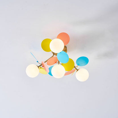 Flush-Mount Pastel Ceiling Light 10 in Diameter Metal & Acrylic for Kids Room Bedroom Office Home Nursery Small Space Overhead Lighting
