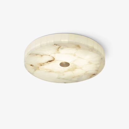 Flush Mount LED Ceiling Light 20 in Round Alabaster Stone Mosaic Pattern for Bedroom Living Room Dining Room Kitchen White Gold Metal Frame