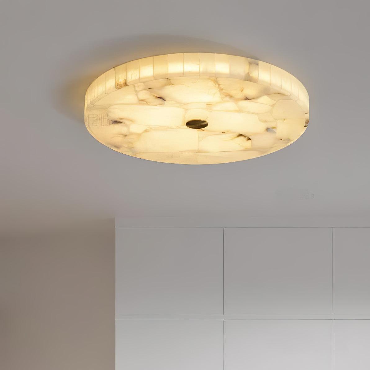 Plafonnier LED encastré rond en albâtre, profil de 5 cm, blanc doré, température de couleur réglable pour chambre, couloir, entrée, moderne, profil bas