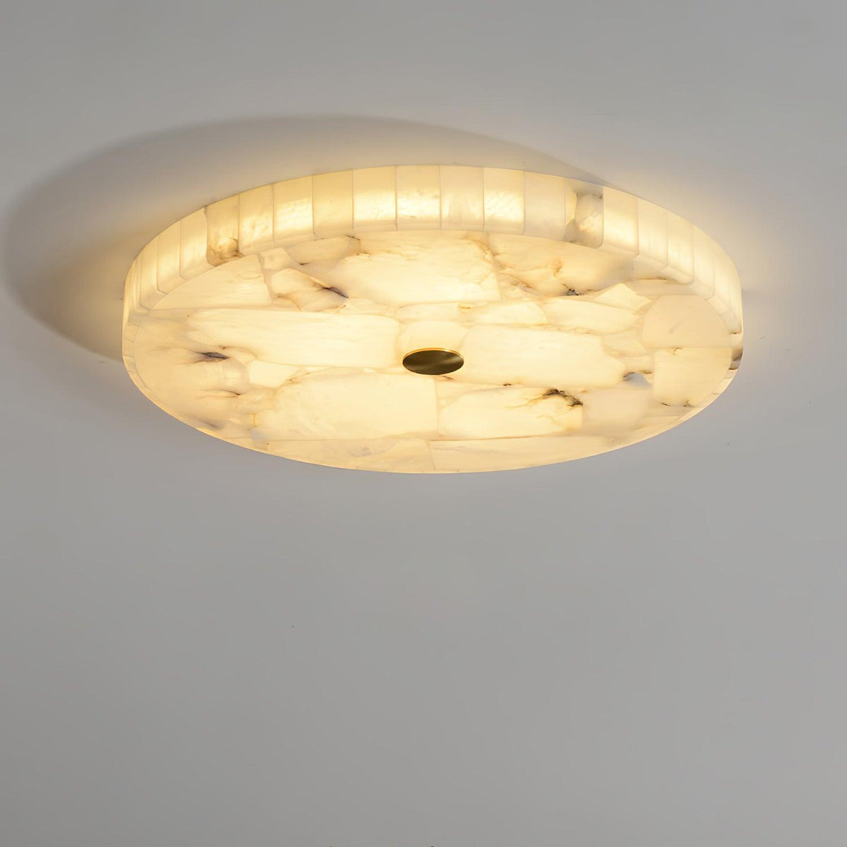 Plafonnier LED encastré rond en albâtre, profil de 5 cm, blanc doré, température de couleur réglable pour chambre, couloir, entrée, moderne, profil bas