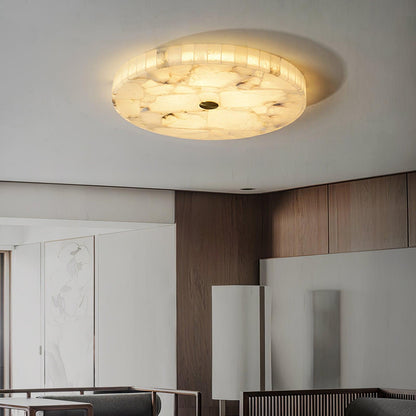 Plafonnier LED encastré rond en albâtre, profil de 5 cm, blanc doré, température de couleur réglable pour chambre, couloir, entrée, moderne, profil bas