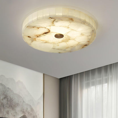 Plafonnier LED encastré rond en albâtre, profil de 5 cm, blanc doré, température de couleur réglable pour chambre, couloir, entrée, moderne, profil bas