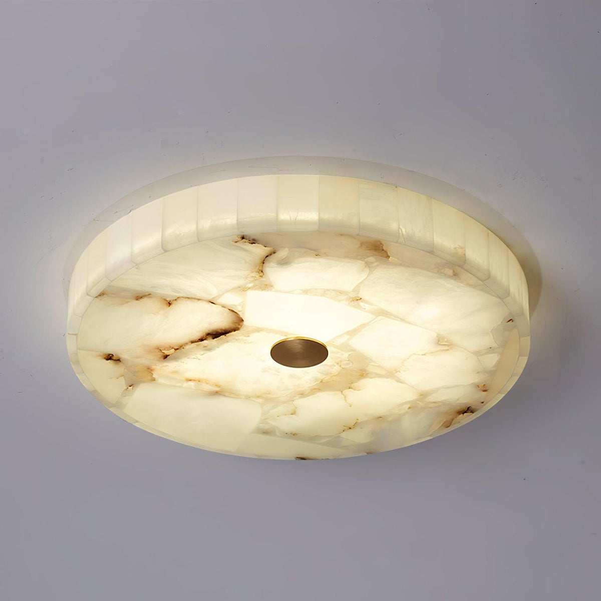Plafonnier LED encastré rond en albâtre, profil de 5 cm, blanc doré, température de couleur réglable pour chambre, couloir, entrée, moderne, profil bas