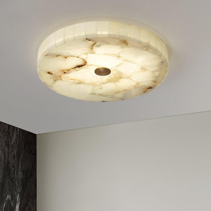 Plafonnier LED encastré rond en albâtre, profil de 5 cm, blanc doré, température de couleur réglable pour chambre, couloir, entrée, moderne, profil bas