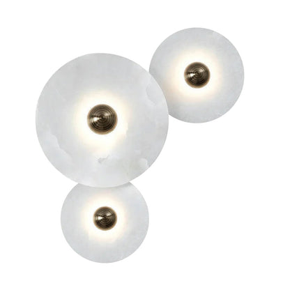 Layered Alabaster Sconce Flush Mount LED Fixture Bronze Multi-Disc Indoor Accent Light for Bedroom Hallway Living Room Modern Sculptural Cei
