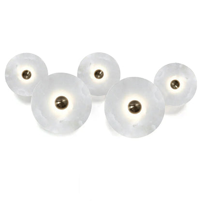 Layered Alabaster Sconce Flush Mount LED Fixture Bronze Multi-Disc Indoor Accent Light for Bedroom Hallway Living Room Modern Sculptural Cei