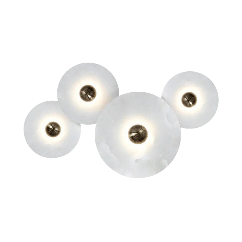 Layered Alabaster Sconce Flush Mount LED Fixture Bronze Multi-Disc Indoor Accent Light for Bedroom Hallway Living Room Modern Sculptural Cei