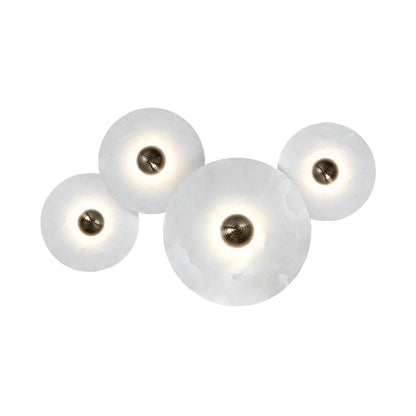 Layered Alabaster Sconce Flush Mount LED Fixture Bronze Multi-Disc Indoor Accent Light for Bedroom Hallway Living Room Modern Sculptural Cei