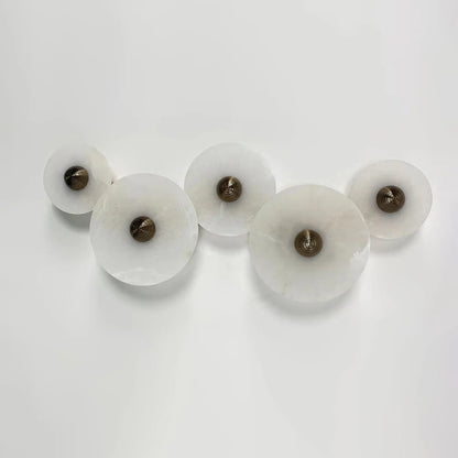Layered Alabaster Sconce Flush Mount LED Fixture Bronze Multi-Disc Indoor Accent Light for Bedroom Hallway Living Room Modern Sculptural Cei