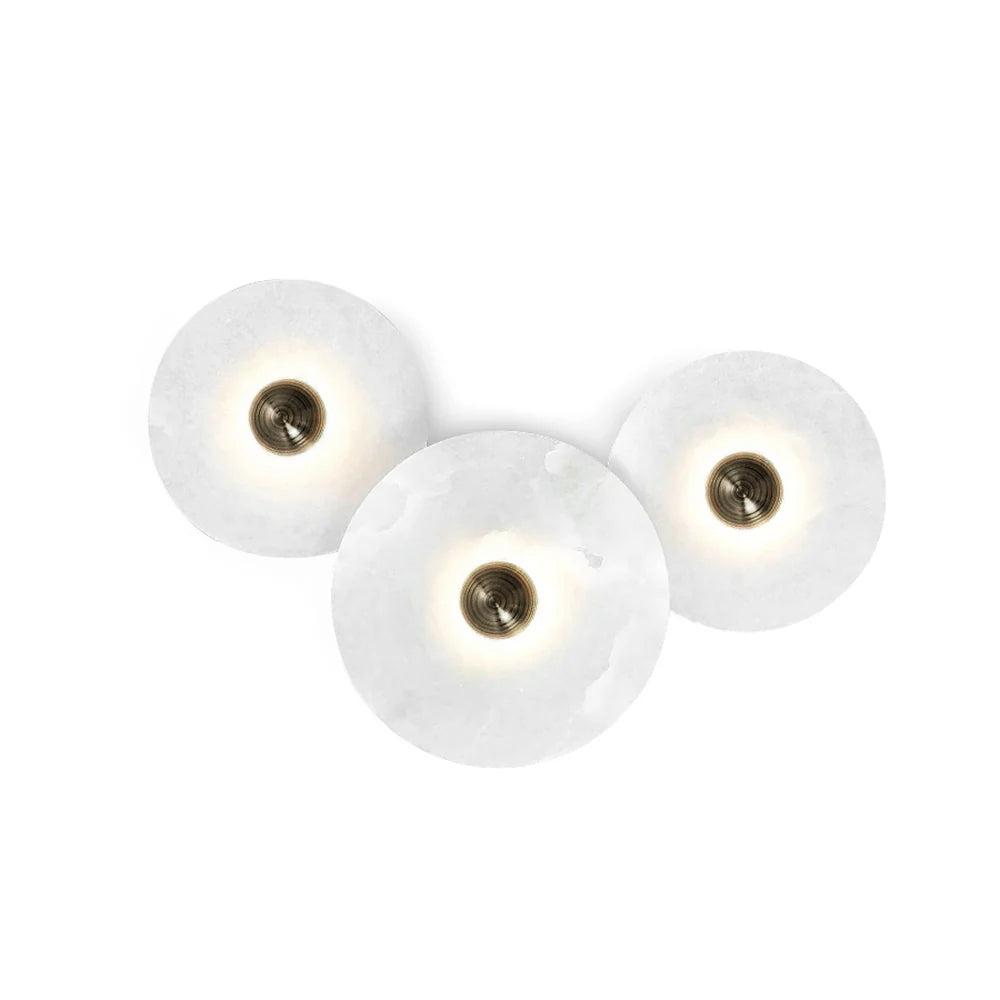 Layered Alabaster Sconce Flush Mount LED Fixture Bronze Multi-Disc Indoor Accent Light for Bedroom Hallway Living Room Modern Sculptural Cei