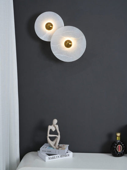 LED Flush Mount Ceiling Light 12 Inch Alabaster Shade Aluminum Frame Dual Install Wall Sconce Contemporary Fixture for Bedroom Hallway Livin