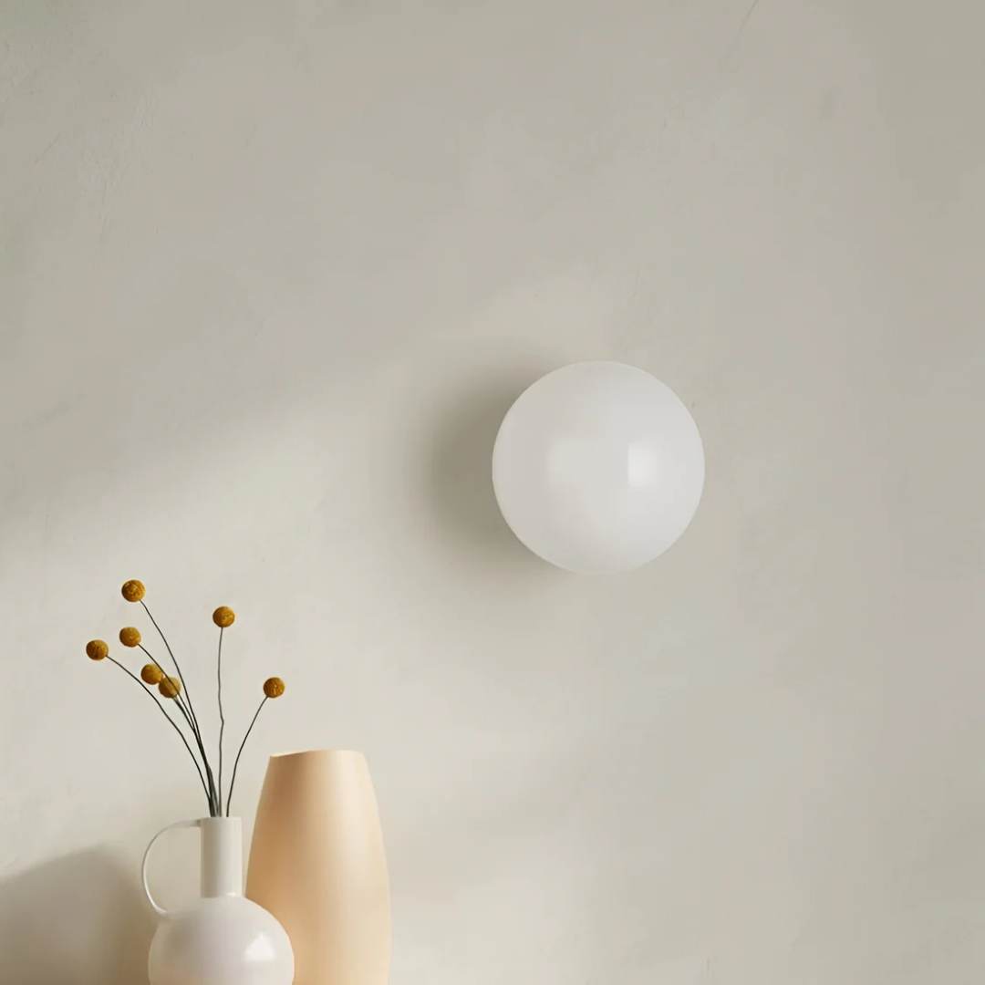 Round Glass Wall Lamp with Warm White LED Light – Stylish Home Lighting