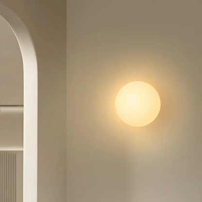 Round Glass Wall Lamp with Warm White LED Light – Stylish Home Lighting