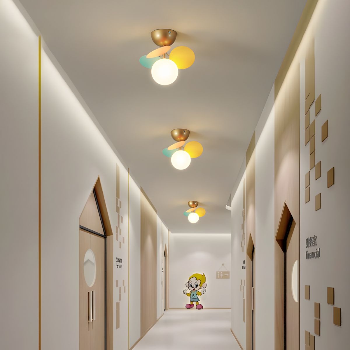 Flush-Mount Pastel Ceiling Light 10 in Diameter Metal & Acrylic for Kids Room Bedroom Office Home Nursery Small Space Overhead Lighting