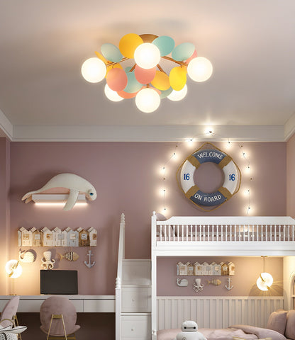 Flush-Mount Pastel Ceiling Light 10 in Diameter Metal & Acrylic for Kids Room Bedroom Office Home Nursery Small Space Overhead Lighting