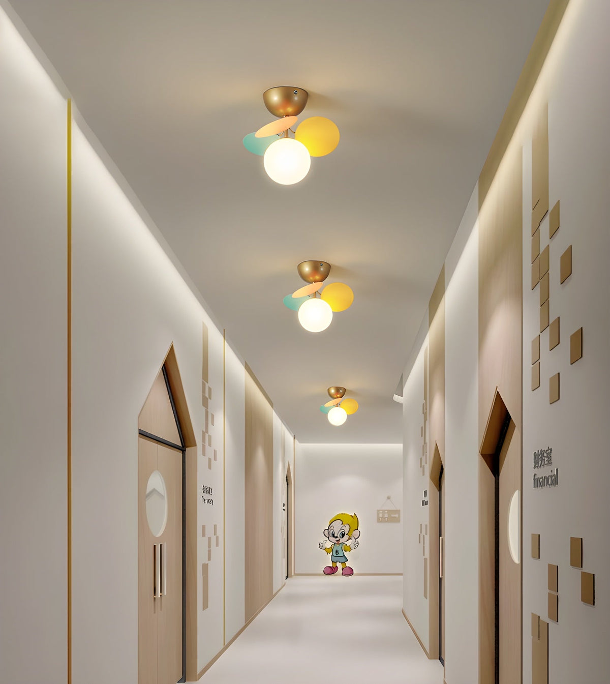 Flush-Mount Pastel Ceiling Light 10 in Diameter Metal & Acrylic for Kids Room Bedroom Office Home Nursery Small Space Overhead Lighting