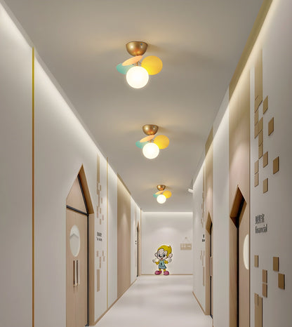 Flush-Mount Pastel Ceiling Light 10 in Diameter Metal & Acrylic for Kids Room Bedroom Office Home Nursery Small Space Overhead Lighting