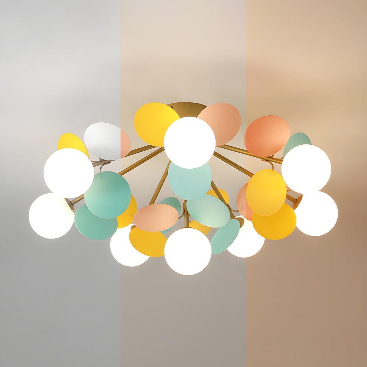 Flush-Mount Pastel Ceiling Light 10 in Diameter Metal & Acrylic for Kids Room Bedroom Office Home Nursery Small Space Overhead Lighting