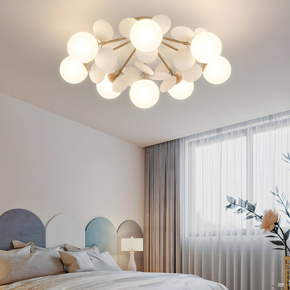 Plafonnier multi-globes avec abat-jours sphériques pastel – Luminaire LED coloré et moderne pour chambre d'enfant, salle de jeux et espace contemporain