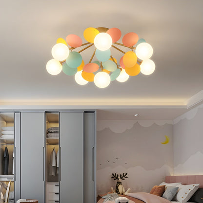 Plafonnier multi-globes avec abat-jours sphériques pastel – Luminaire LED coloré et moderne pour chambre d'enfant, salle de jeux et espace contemporain