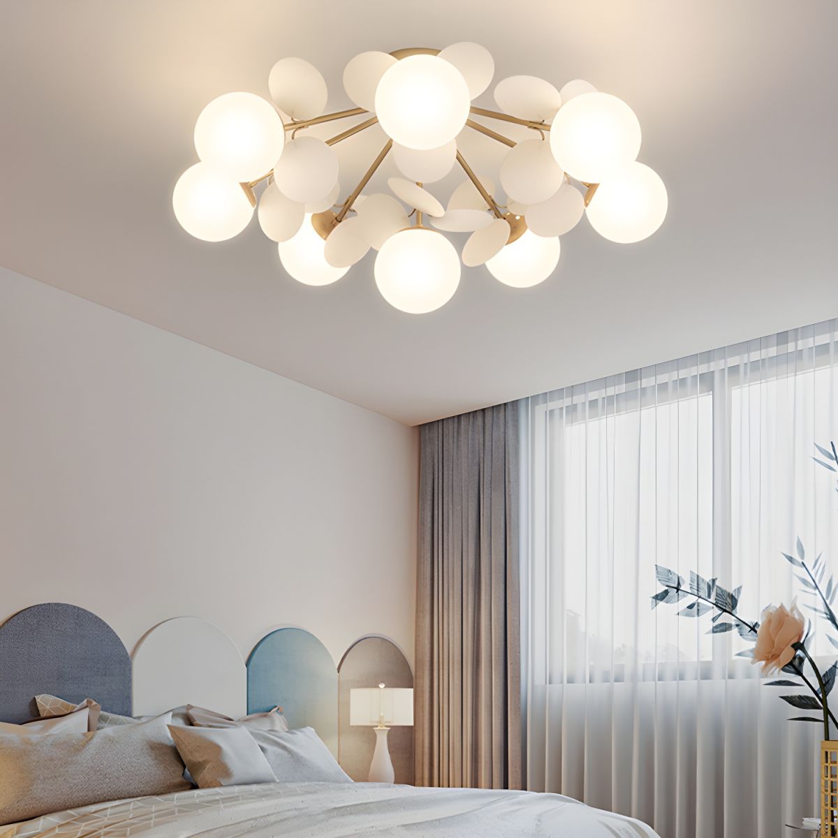 Plafonnier multi-globes avec abat-jours sphériques pastel – Luminaire LED coloré et moderne pour chambre d'enfant, salle de jeux et espace contemporain