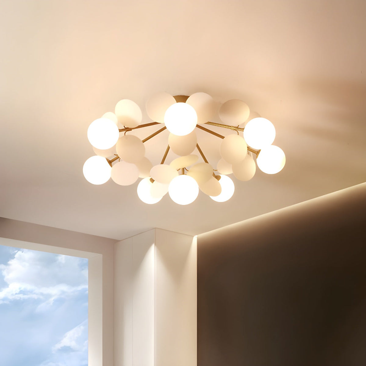 Plafonnier multi-globes avec abat-jours sphériques pastel – Luminaire LED coloré et moderne pour chambre d'enfant, salle de jeux et espace contemporain