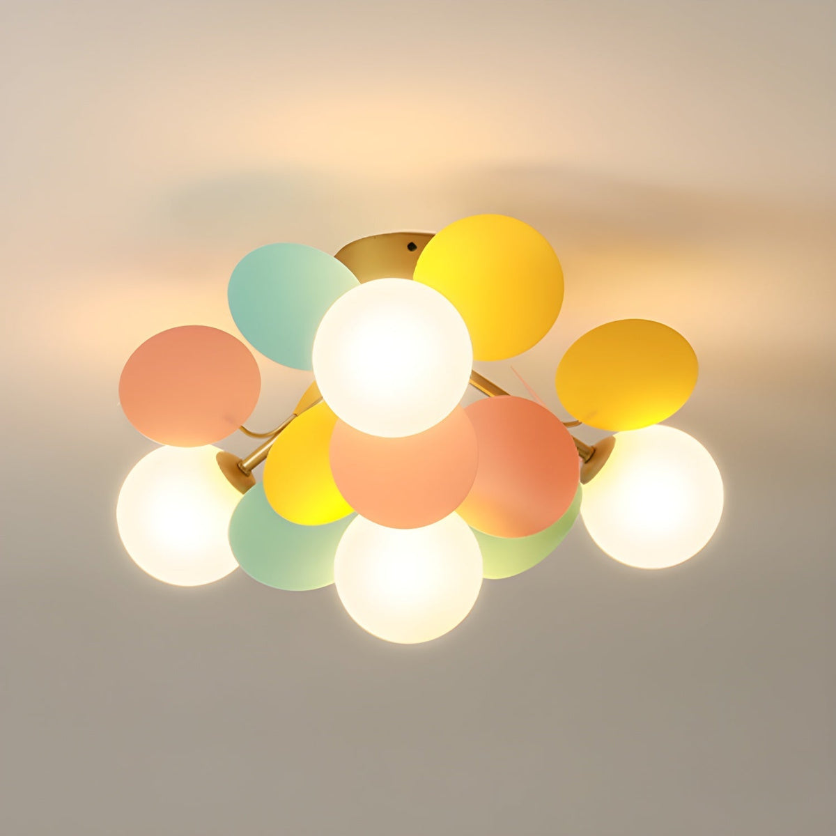 Flush-Mount Pastel Ceiling Light 10 in Diameter Metal & Acrylic for Kids Room Bedroom Office Home Nursery Small Space Overhead Lighting