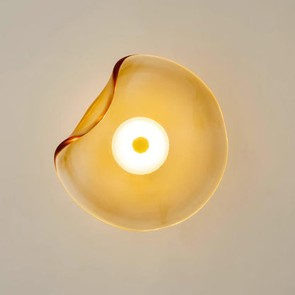 Glass Sconce with Warm LED 12 in Diameter Flowing Design for Bathroom Hallway Living Room Ambient Glow Contemporary Decor Moisture Resistant