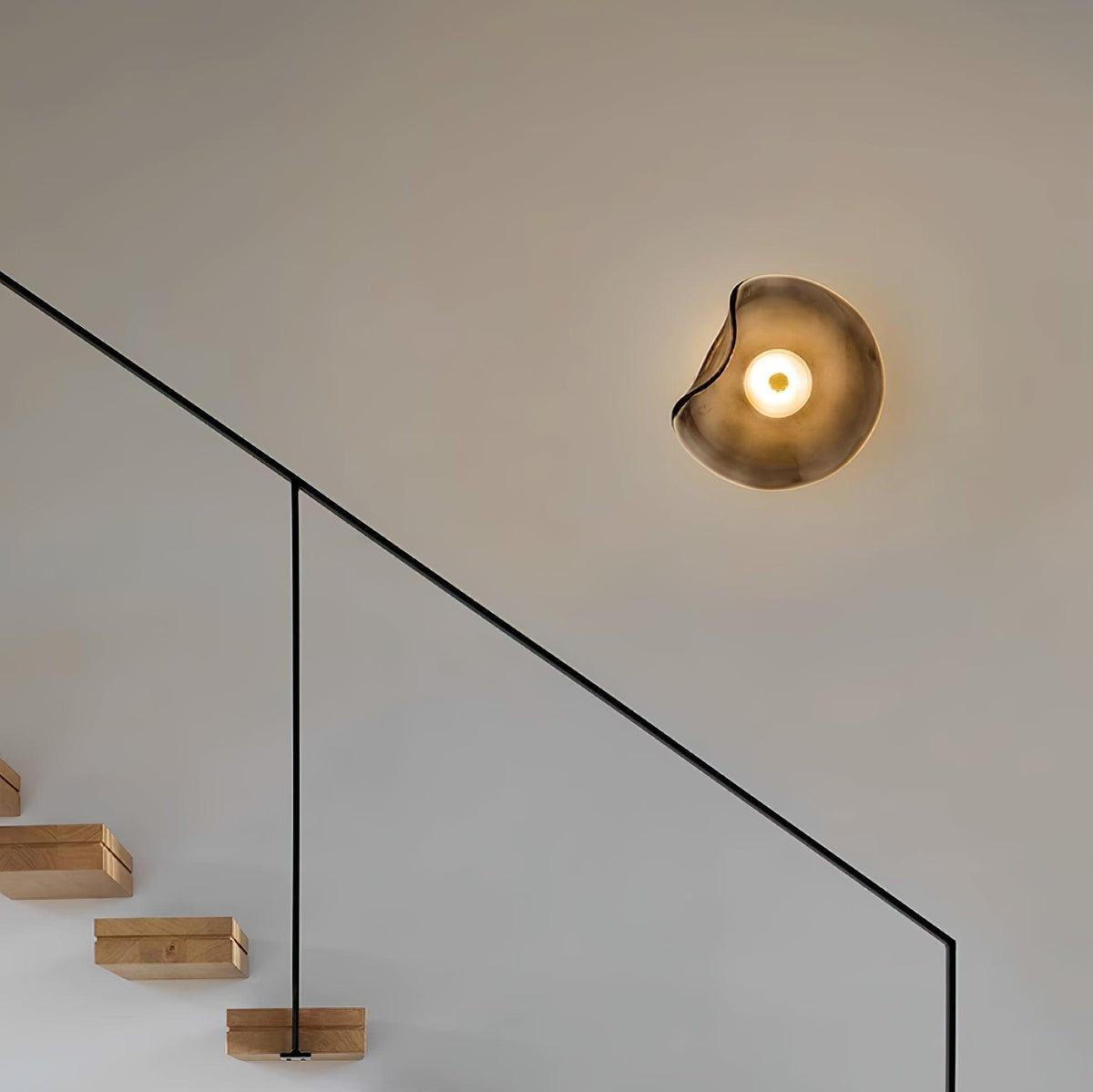 Glass Sconce with Warm LED 12 in Diameter Flowing Design for Bathroom Hallway Living Room Ambient Glow Contemporary Decor Moisture Resistant