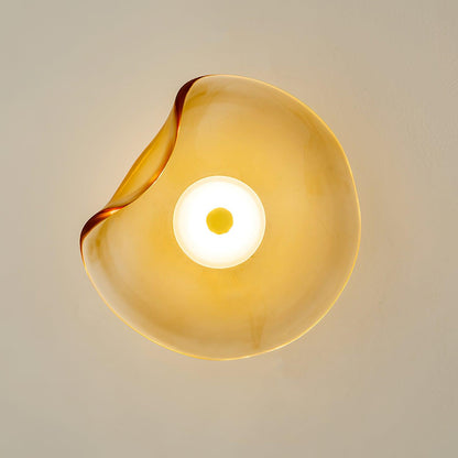 Glass Sconce with Warm LED 12 in Diameter Flowing Design for Bathroom Hallway Living Room Ambient Glow Contemporary Decor Moisture Resistant