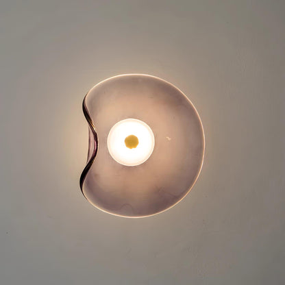 Glass Sconce with Warm LED 12 in Diameter Flowing Design for Bathroom Hallway Living Room Ambient Glow Contemporary Decor Moisture Resistant
