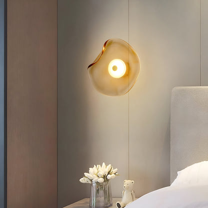 Applique murale en verre incurvé avec éclairage LED blanc chaud vers le haut et vers le bas pour chambre, salon, couloir, éclairage d'accentuation intérieur moderne, 10 pouces, verre trempé