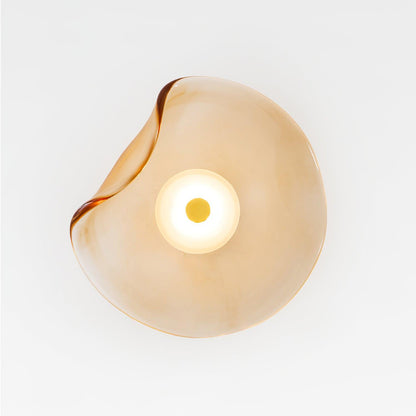 Glass Sconce with Warm LED 12 in Diameter Flowing Design for Bathroom Hallway Living Room Ambient Glow Contemporary Decor Moisture Resistant
