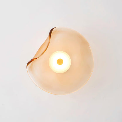 Glass Sconce with Warm LED 12 in Diameter Flowing Design for Bathroom Hallway Living Room Ambient Glow Contemporary Decor Moisture Resistant