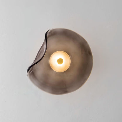 Glass Sconce with Warm LED 12 in Diameter Flowing Design for Bathroom Hallway Living Room Ambient Glow Contemporary Decor Moisture Resistant