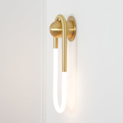 Sculptural Loop Sconce 9W Integrated LED Brass or Black Finish Dimmable Hardwired Fixture for Bedroom Hallway Living Room Contemporary Minim