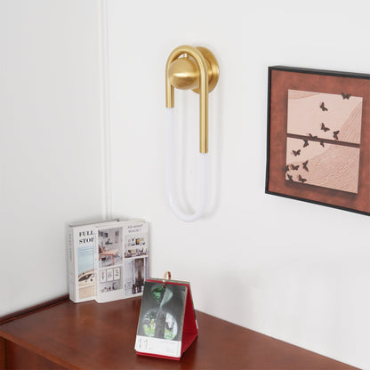 Sculptural Loop Sconce 9W Integrated LED Brass or Black Finish Dimmable Hardwired Fixture for Bedroom Hallway Living Room Contemporary Minim