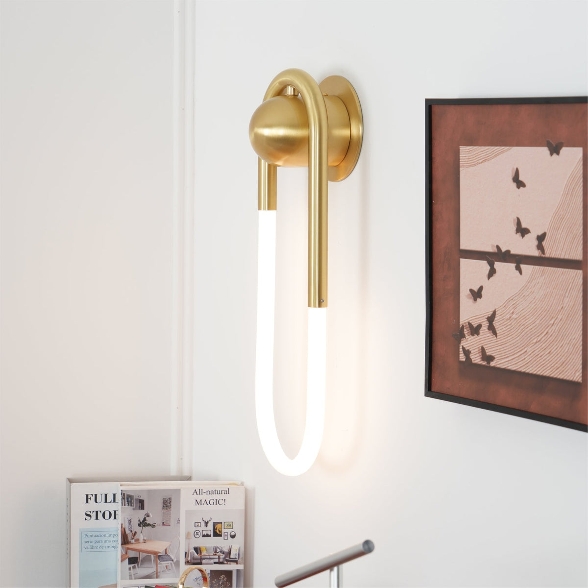 Sculptural Loop Sconce 9W Integrated LED Brass or Black Finish Dimmable Hardwired Fixture for Bedroom Hallway Living Room Contemporary Minim