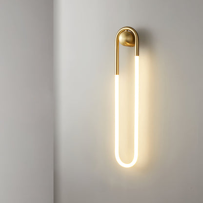 Sculptural Loop Sconce 9W Integrated LED Brass or Black Finish Dimmable Hardwired Fixture for Bedroom Hallway Living Room Contemporary Minim