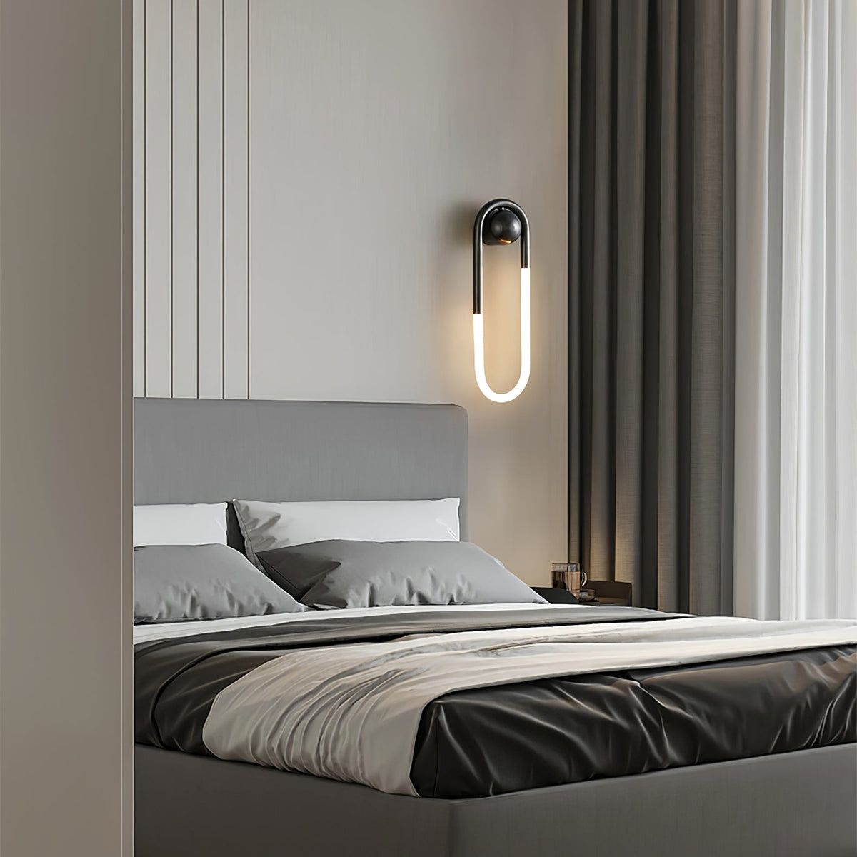 Sculptural Loop Sconce 9W Integrated LED Brass or Black Finish Dimmable Hardwired Fixture for Bedroom Hallway Living Room Contemporary Minim