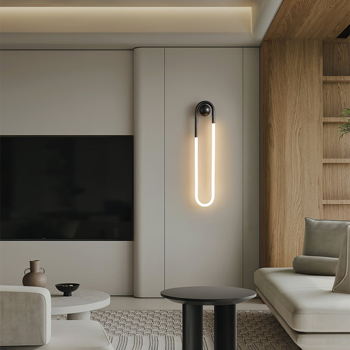 Sculptural Loop Sconce 9W Integrated LED Brass or Black Finish Dimmable Hardwired Fixture for Bedroom Hallway Living Room Contemporary Minim
