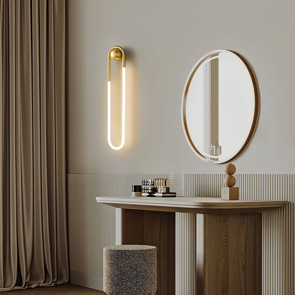Sculptural Loop Sconce 9W Integrated LED Brass or Black Finish Dimmable Hardwired Fixture for Bedroom Hallway Living Room Contemporary Minim